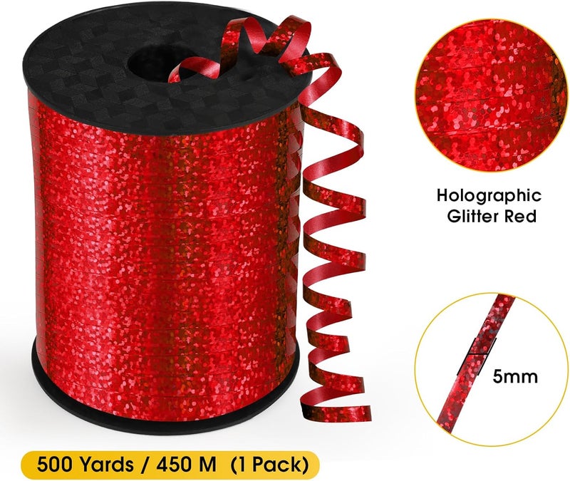 OMISELIO Red Curling Ribbon - 500 Yard Shiny Metallic Curling Ribbon for Gift Wrapping, Balloons, Christmas, Valentine's Day, Birthday - Image 5